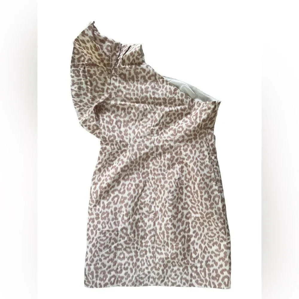 J.Crew One-shoulder ruffle dress in Italian ikat leopard 4